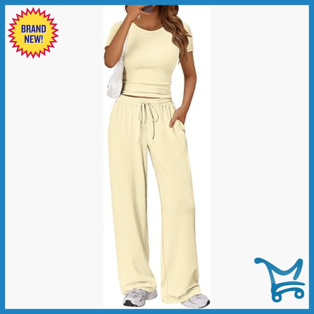 Rayon-Spandex Lounge Set Wide Leg Pants Crop Top Summer Sweatsuit X-Large